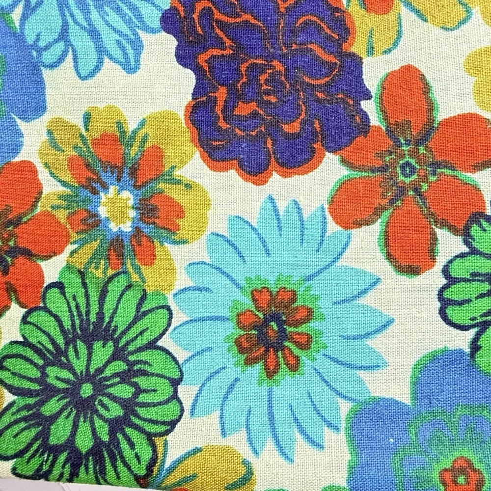 Rare Vintage 1960s Japanese Mod Floral Bowling Bag Embossed Turquoise Canvas